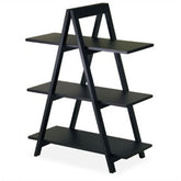 Fast Furnishings Modern 3-Tier A-Frame Display Shelf Bookcase in Black